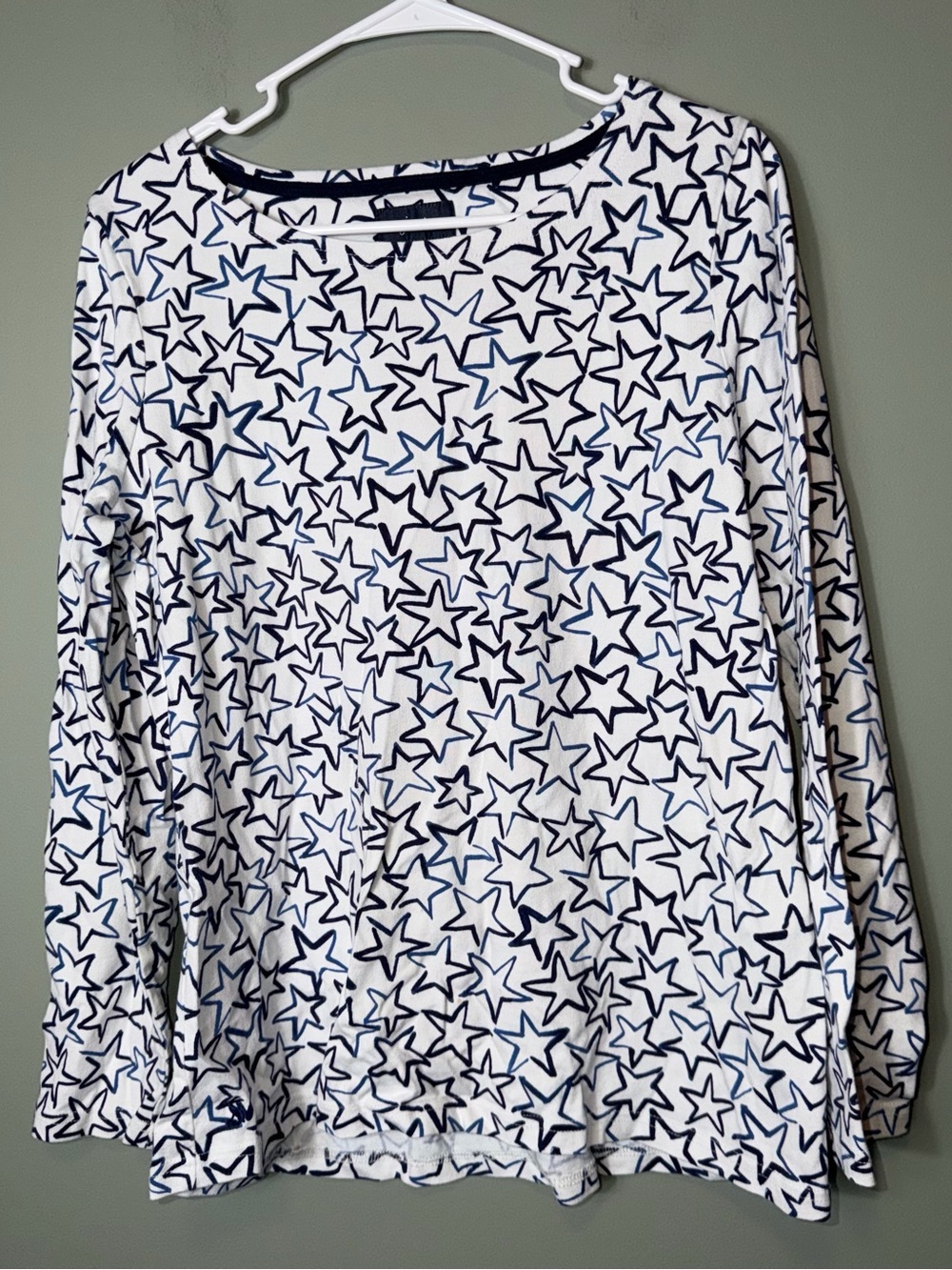Joules Women’s White Top with Navy Star Print Harbour Print Item 205448 US12
